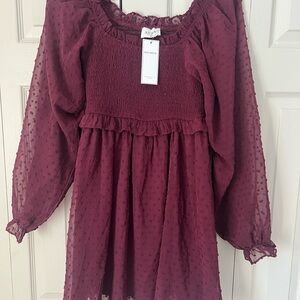 Ava & Viv Burgundy Smocked Dress